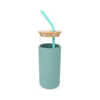 Green Glass Tumbler with Straw and Cover in Delhi